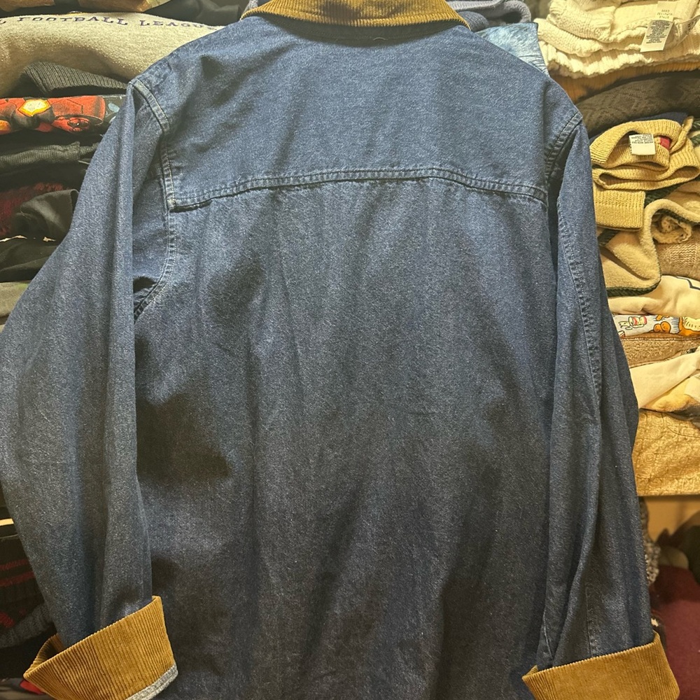 Vintage Sag Harbor Denim Corduroy Chore Barn Coat Jacket Womens Large - Picture 7 of 9